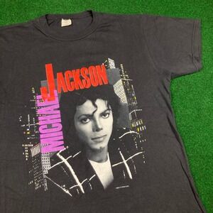 Vintage Michael Jackson Shirt Mens L Black 1988 Bad‎ World Tour Pepsi Promo 80s